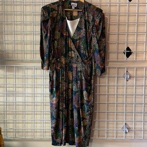 Vintage REO Originals leaf print dress with pockets